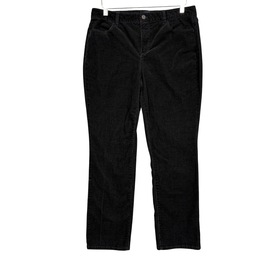 Talbots Pants Womens 12P Petite Black Heritage Corduroy Straight Cotton Stretch